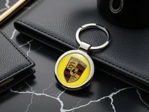 Porsche Portachiavi Immagine Foto Stile Metallico 